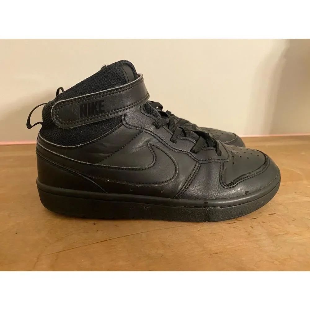 Nike US 3Y kids youth Court Borough Mid 2 Shoes Sneakers Black